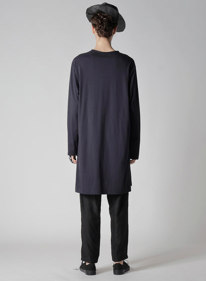 COMBED SINGLE JERSEY SINGLE BUTTON HENRY NECK LS T
