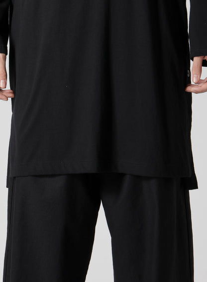 COMBED SINGLE JERSEY SINGLE BUTTON HENRY NECK LS T