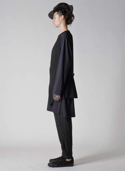 WOOL GABARDINE ASYMMETRY LENGTH VEST