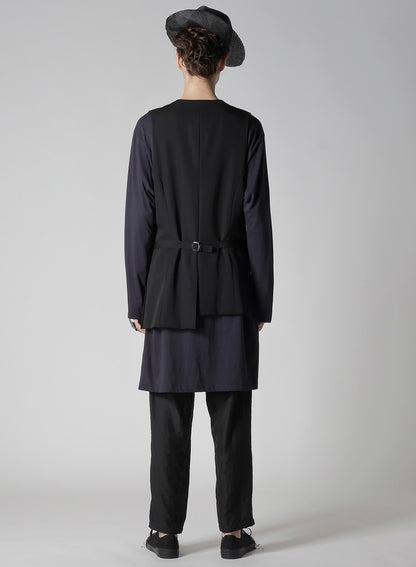 WOOL GABARDINE ASYMMETRY LENGTH VEST