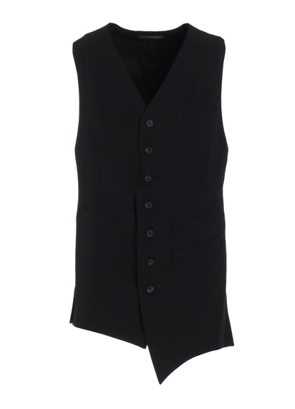 WOOL GABARDINE ASYMMETRY LENGTH VEST