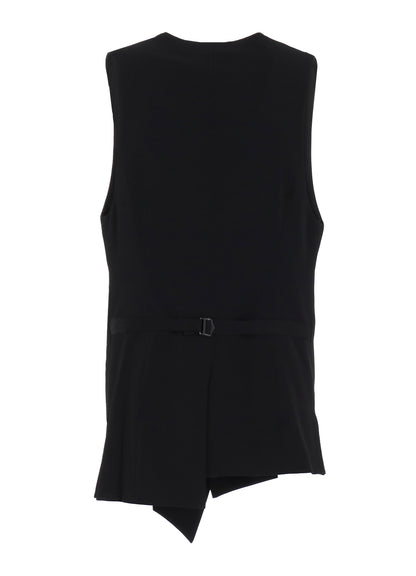 WOOL GABARDINE ASYMMETRY LENGTH VEST