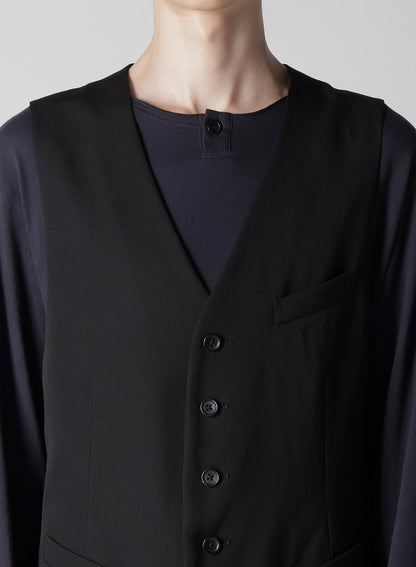 WOOL GABARDINE ASYMMETRY LENGTH VEST