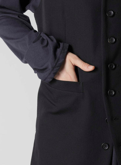 WOOL GABARDINE ASYMMETRY LENGTH VEST