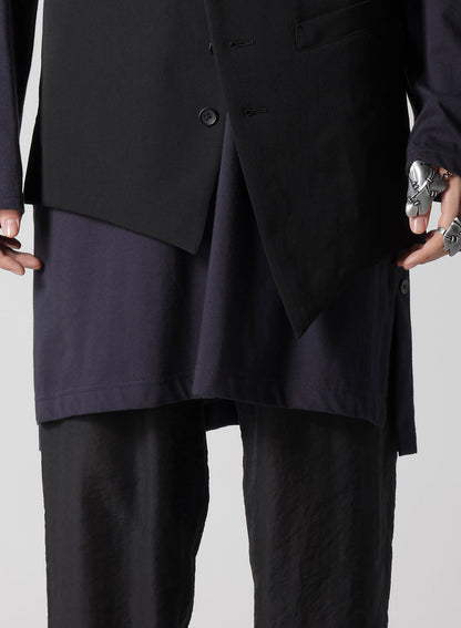 WOOL GABARDINE ASYMMETRY LENGTH VEST