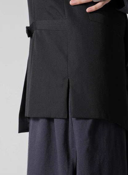 WOOL GABARDINE ASYMMETRY LENGTH VEST