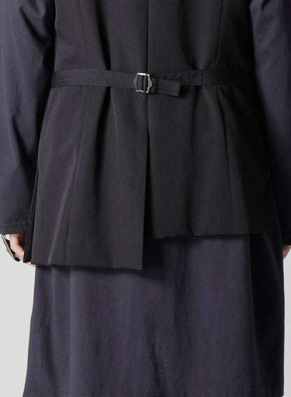 WOOL GABARDINE ASYMMETRY LENGTH VEST