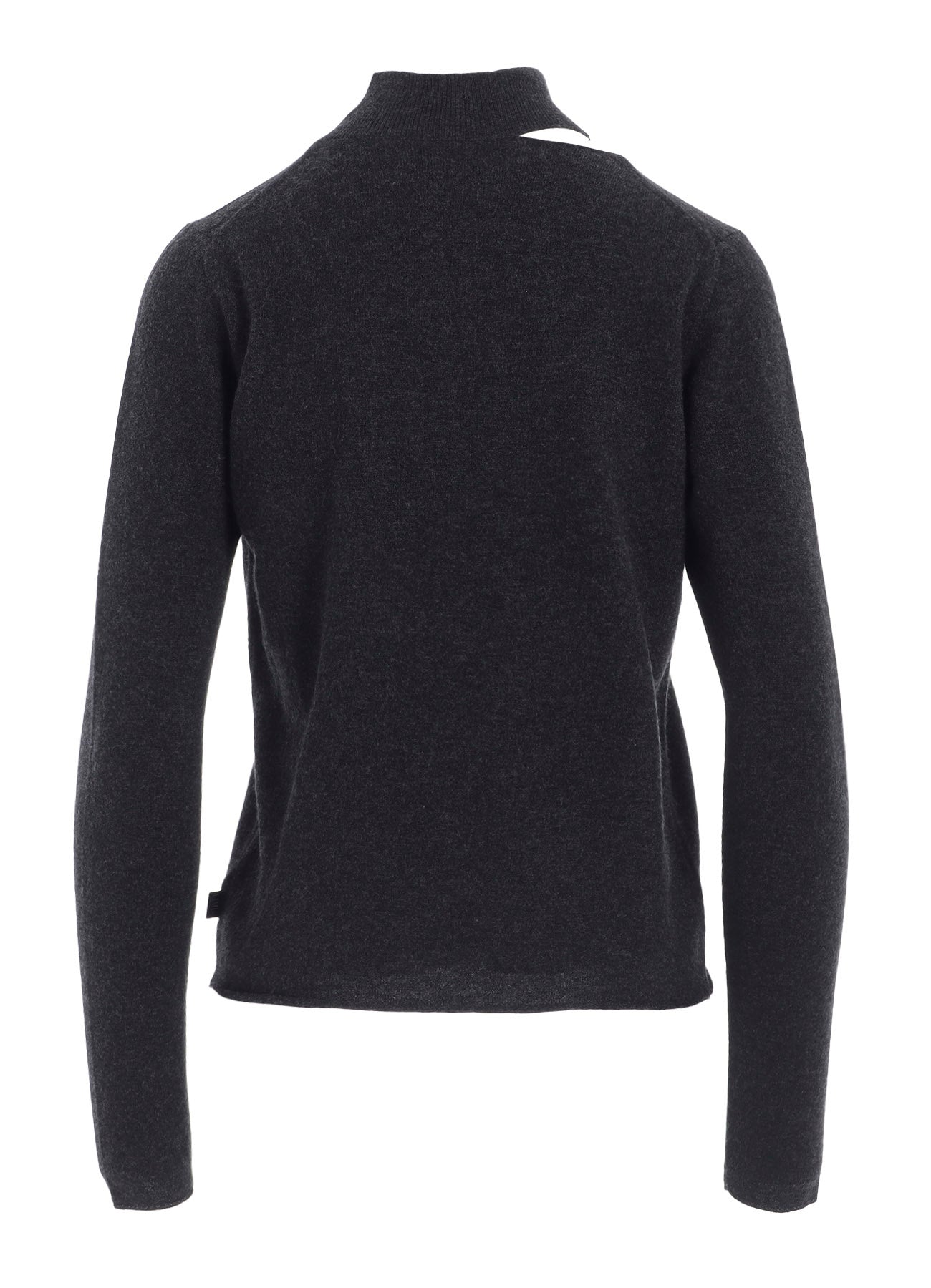 CASHMERE SINGLE JERSEY HIGH NECK SLIT KNIT
