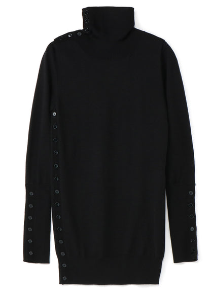 Standard Soft W/Washable Plain Stitch Side Buttoned Turtle Knitwear