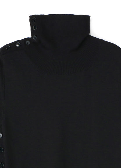 Standard Soft W/Washable Plain Stitch Side Buttoned Turtle Knitwear