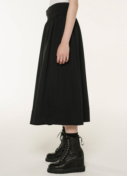 STANDARD WOOL GABARDINE LONG GATHERED SKIRT