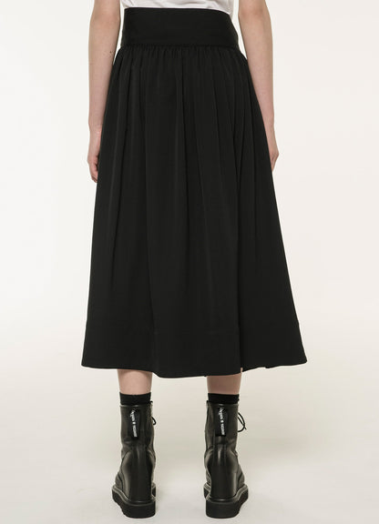 STANDARD WOOL GABARDINE LONG GATHERED SKIRT
