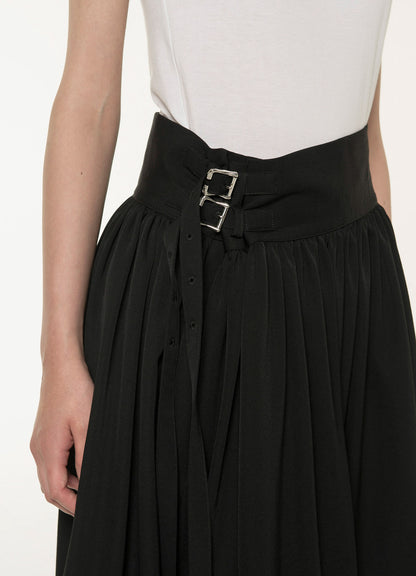 STANDARD WOOL GABARDINE LONG GATHERED SKIRT