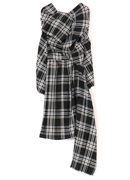 PLAID DRESS WITH TWISTED PLEATS