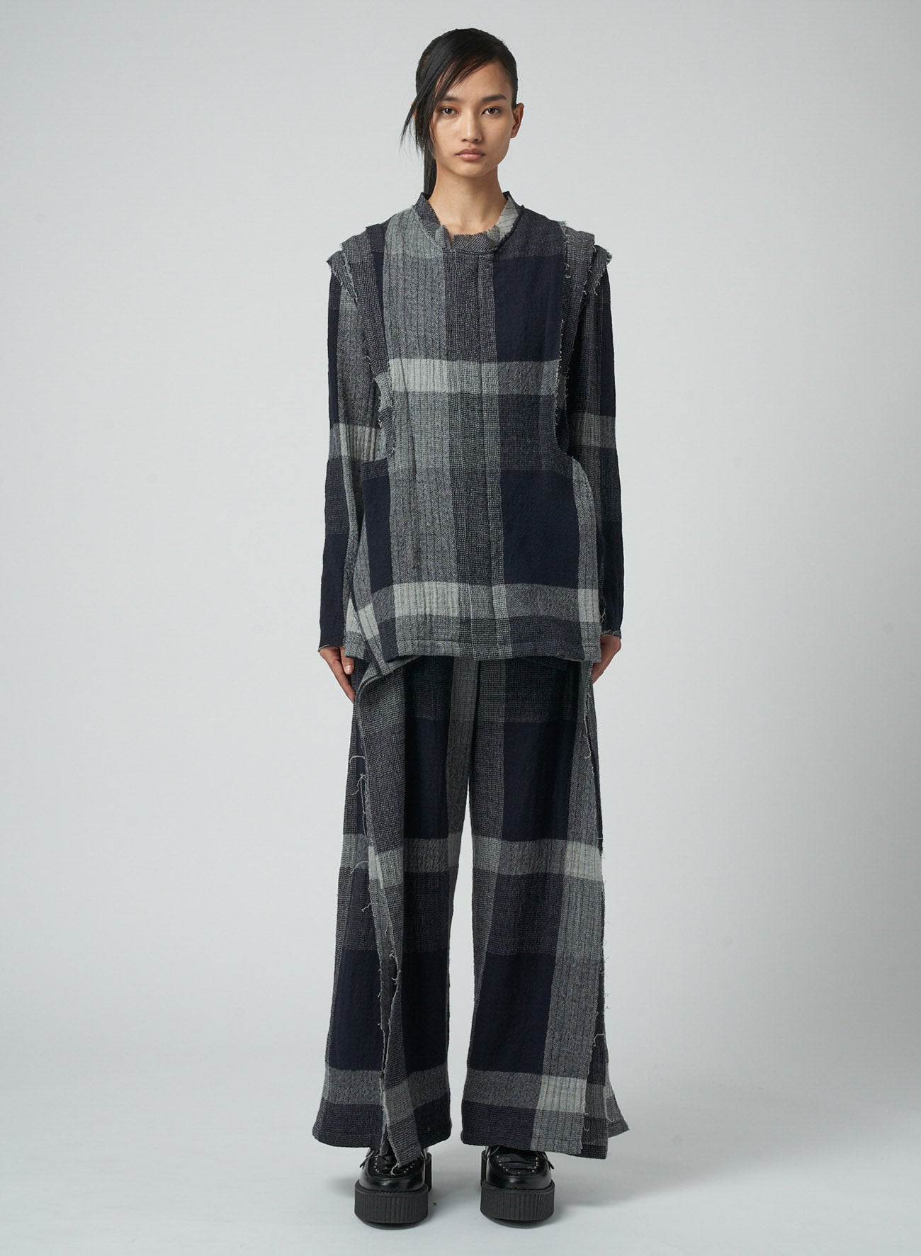 LAYERED PLAID PATTERN JACKET