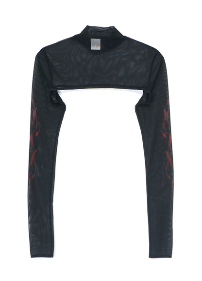 FIRE PRINT EXTREME CROP TOP WITH MOCK TURTLENECK