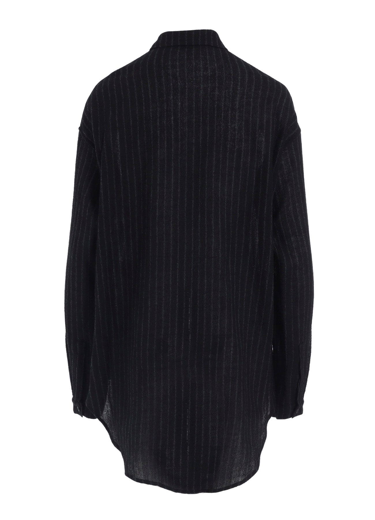 STRIPE GAUZE NECK TUCK SHIRT