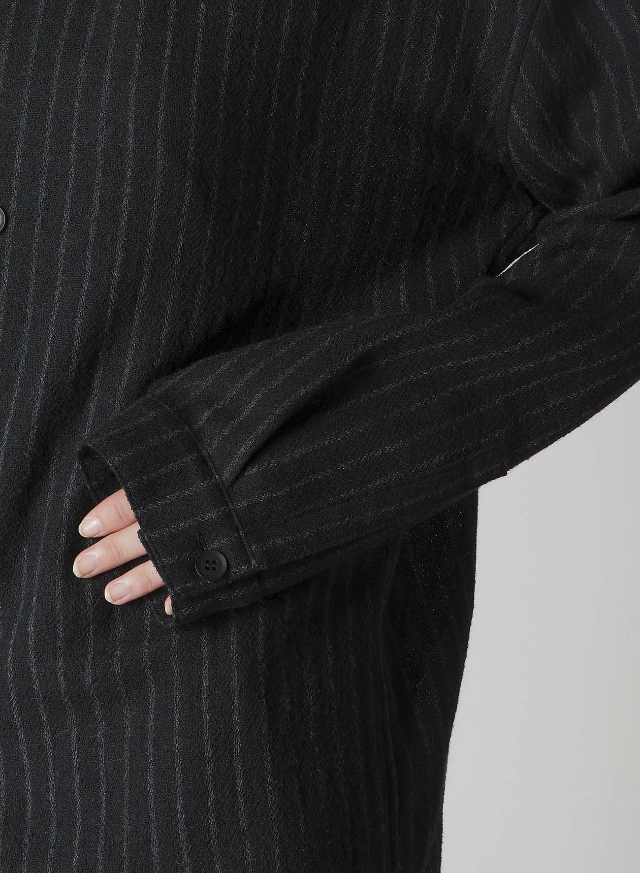 STRIPE GAUZE NECK TUCK SHIRT
