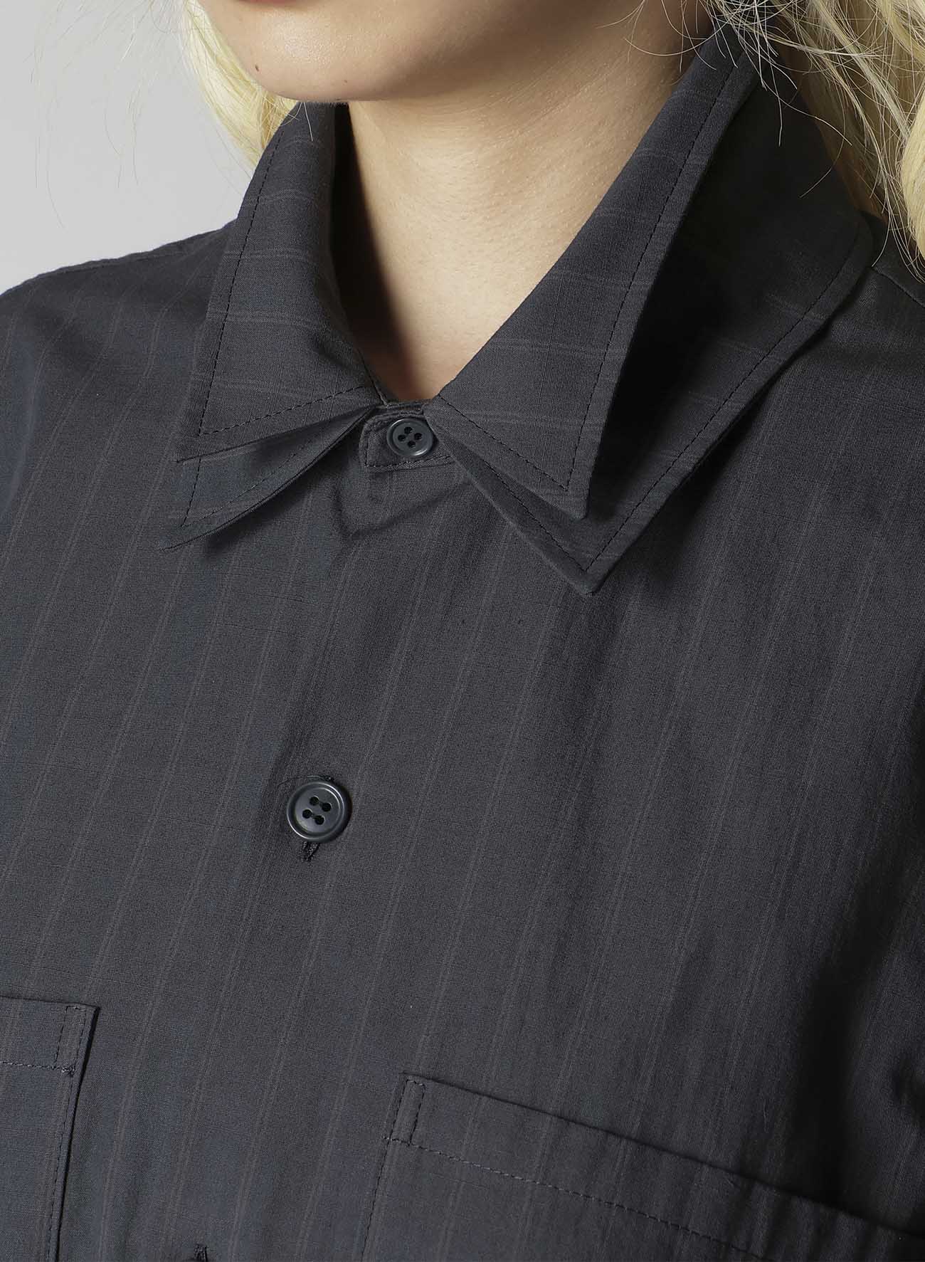 GREY STRIPE DOUBLE COLLAR SHIRT