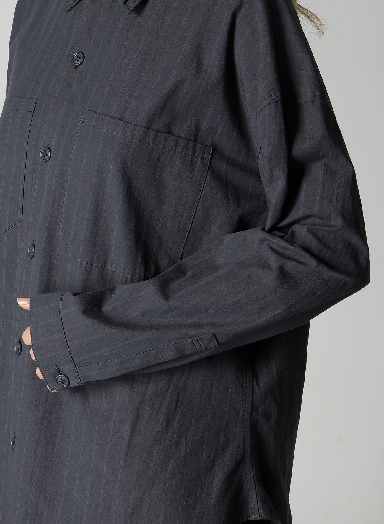 GREY STRIPE DOUBLE COLLAR SHIRT