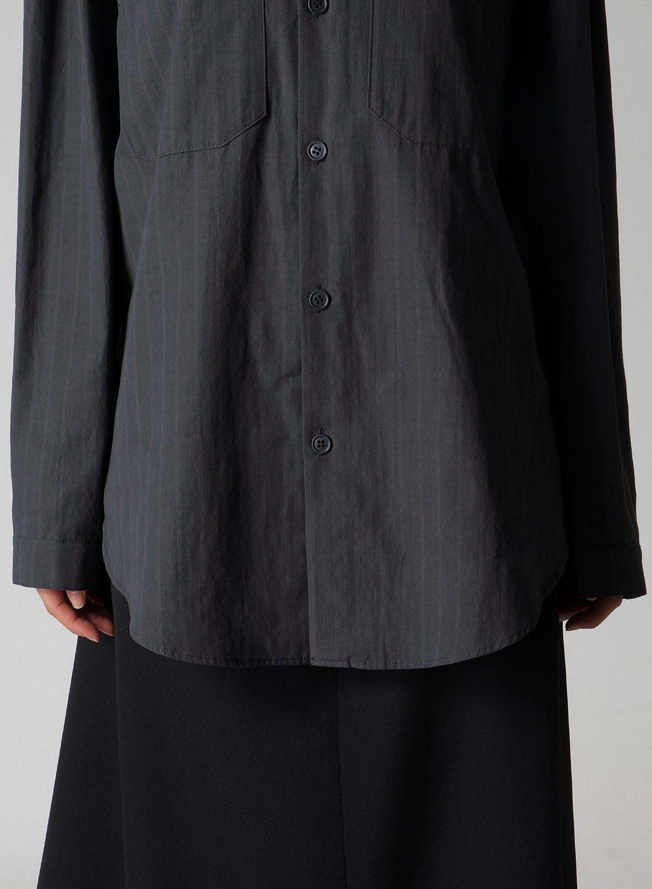 GREY STRIPE DOUBLE COLLAR SHIRT
