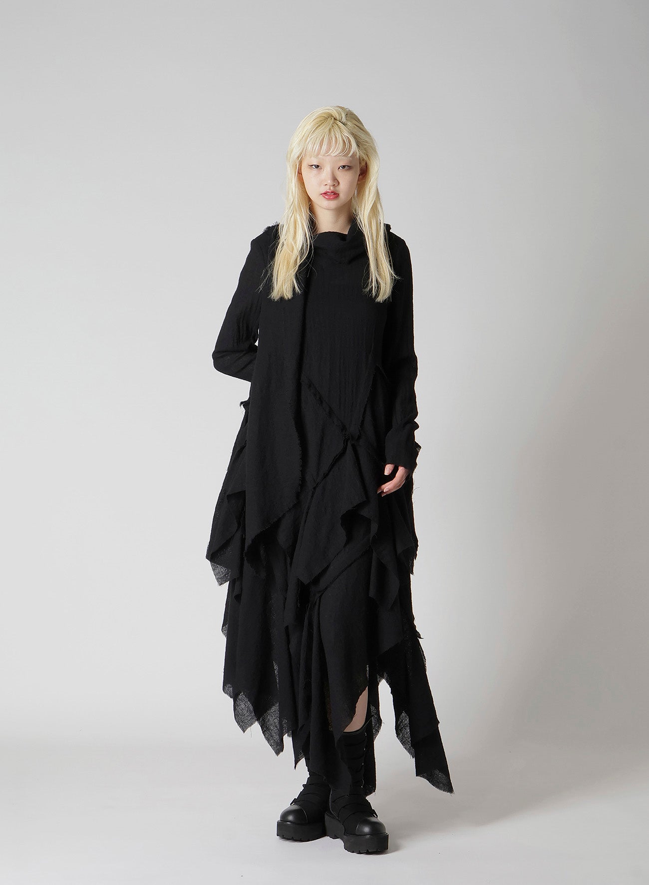 WOOL GAUZE FRILLED BLOUSE