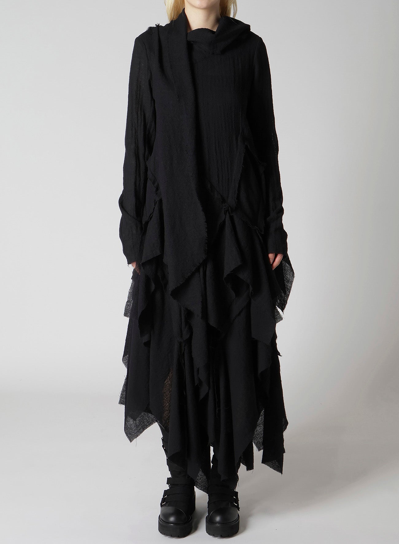 WOOL GAUZE FRILLED BLOUSE