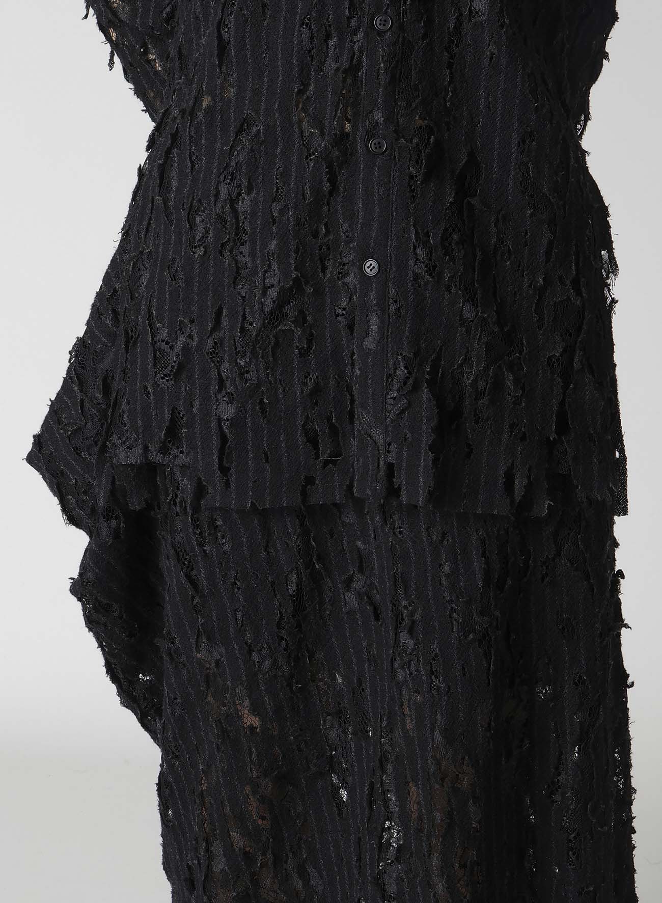 DAMEGED STRIPE SHOULDER PUFF SHIRT