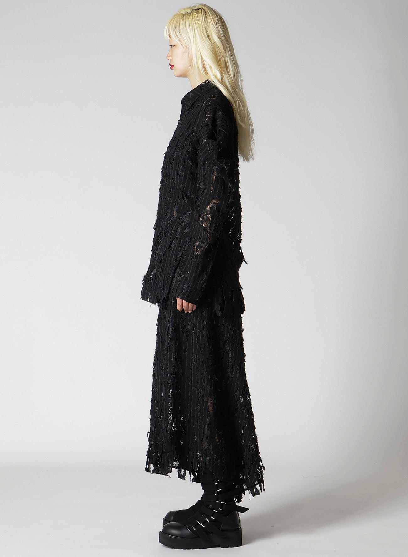 DAMEGED STRIPE SHOULDER PUFF SHIRT