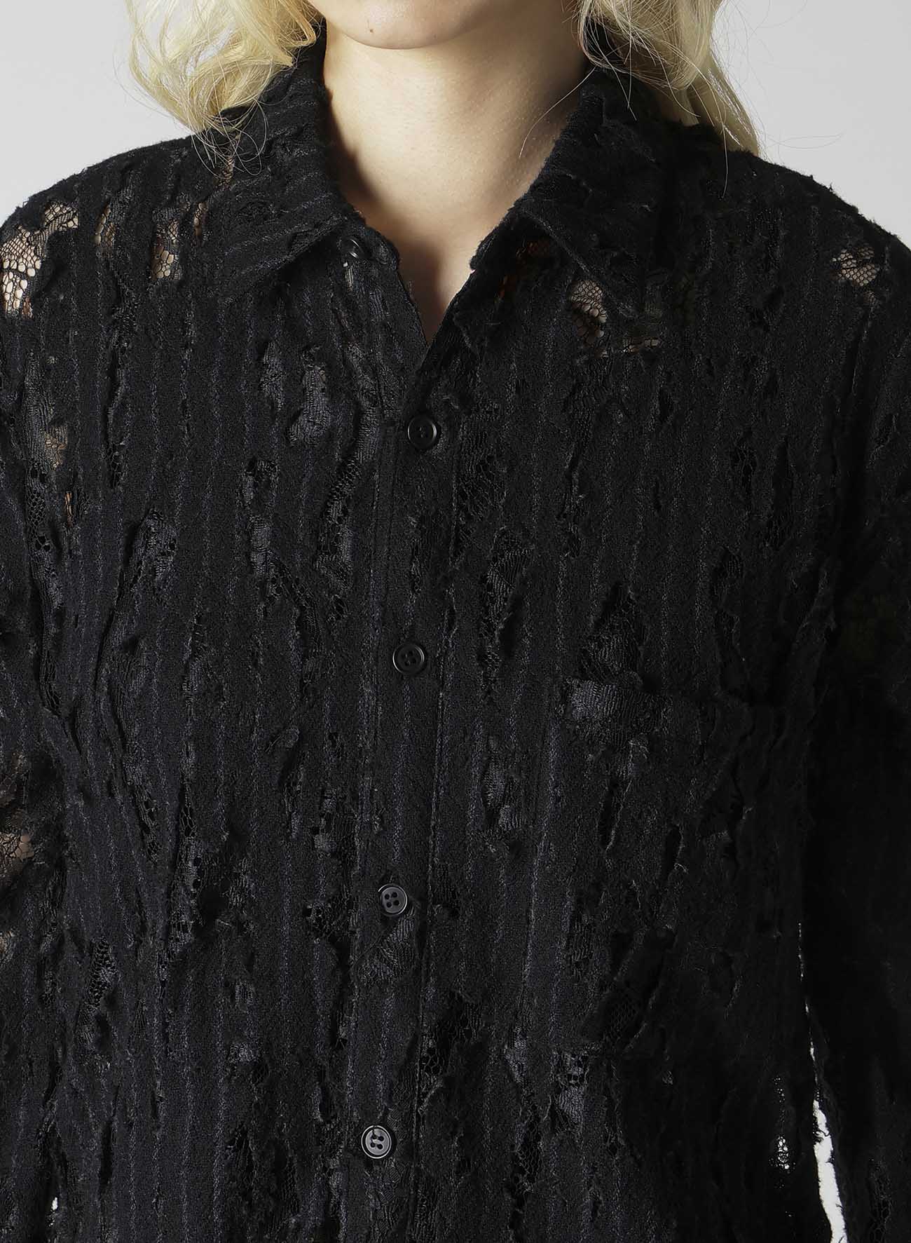 DAMEGED STRIPE SHOULDER PUFF SHIRT