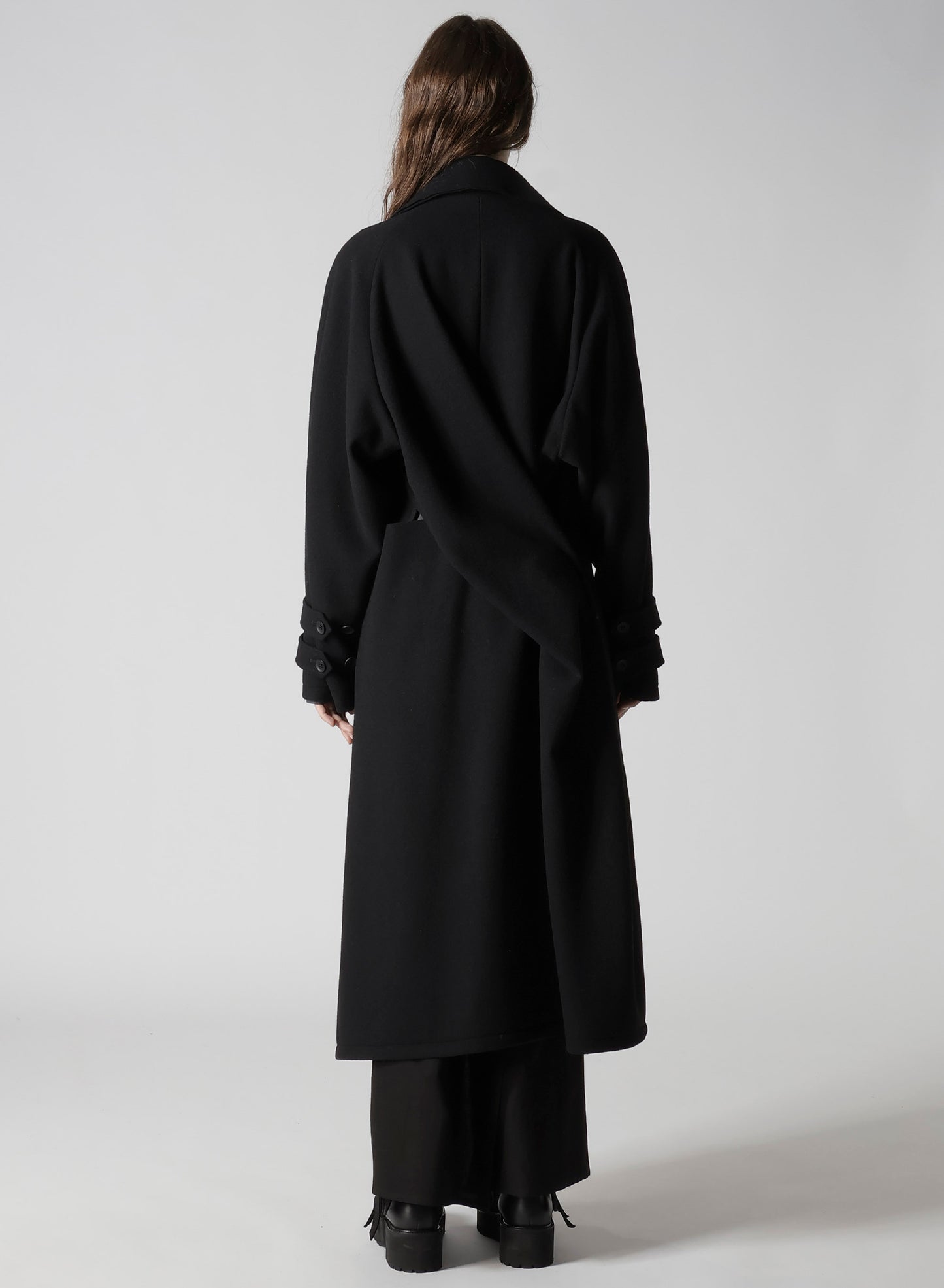 WOOL MOSSER BACK DRAPE TRENCH COAT