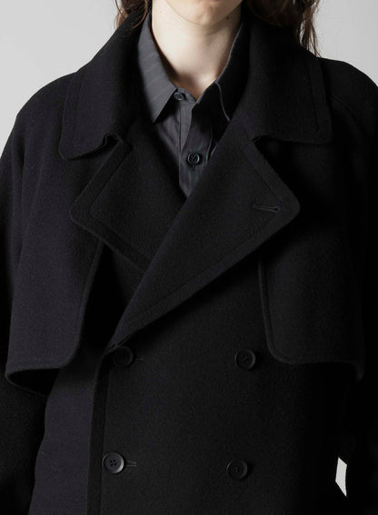 WOOL MOSSER BACK DRAPE TRENCH COAT
