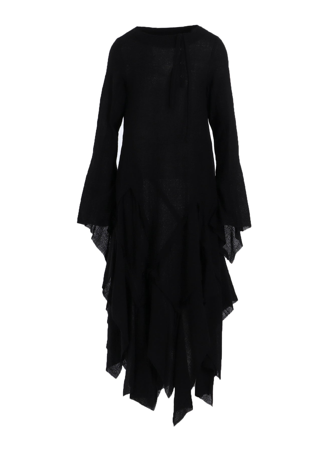 WOOL GAUZE FRILLED DRESS