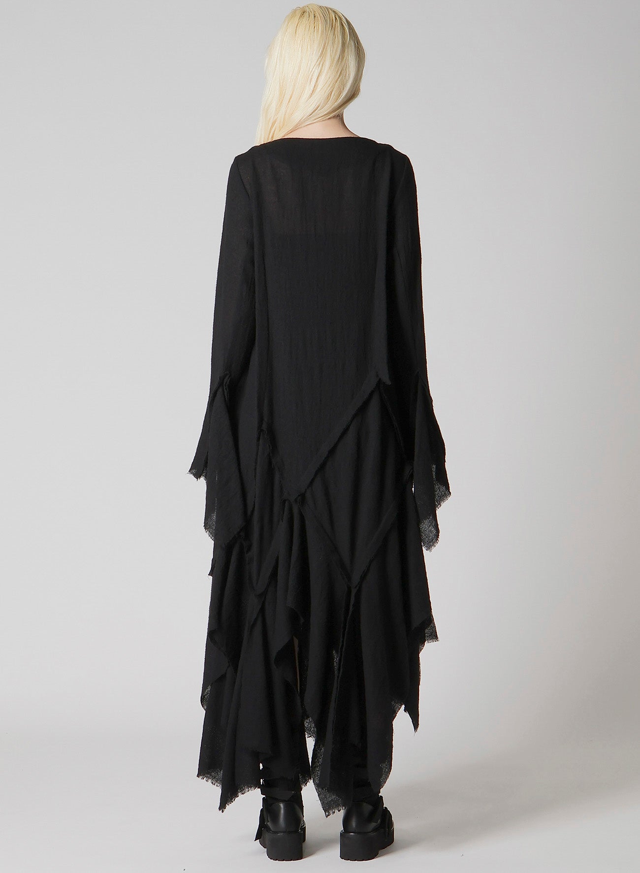 WOOL GAUZE FRILLED DRESS