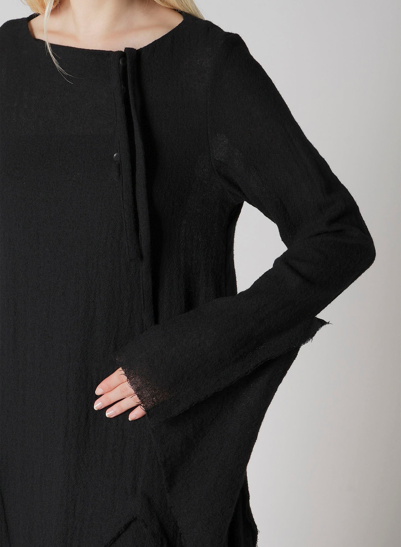WOOL GAUZE FRILLED DRESS