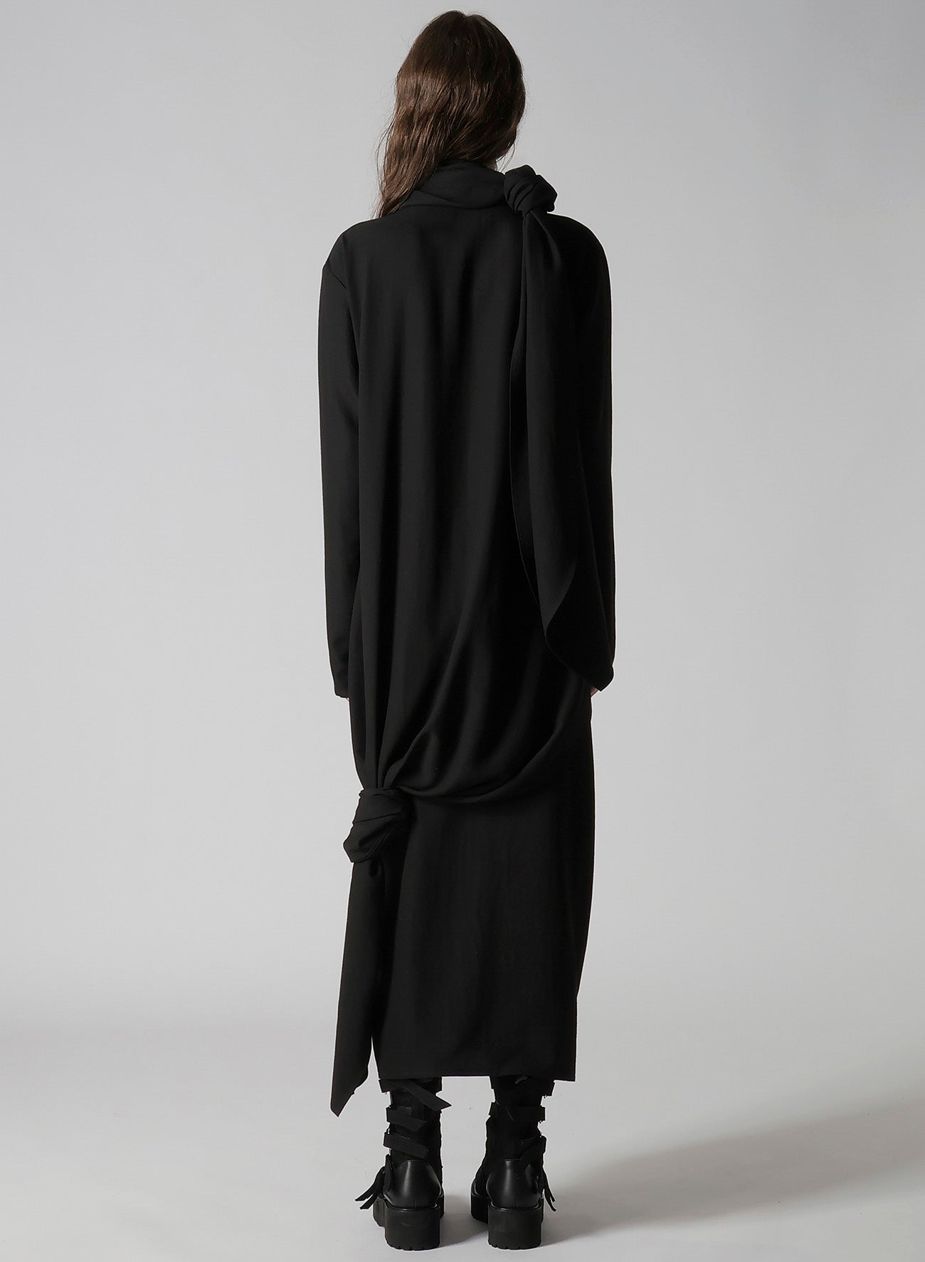 MILLED GABARDINE TWIST DRESS WITH SCARF