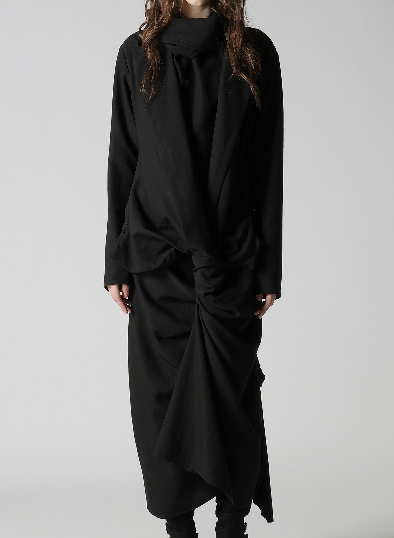 MILLED GABARDINE TWIST DRESS WITH SCARF