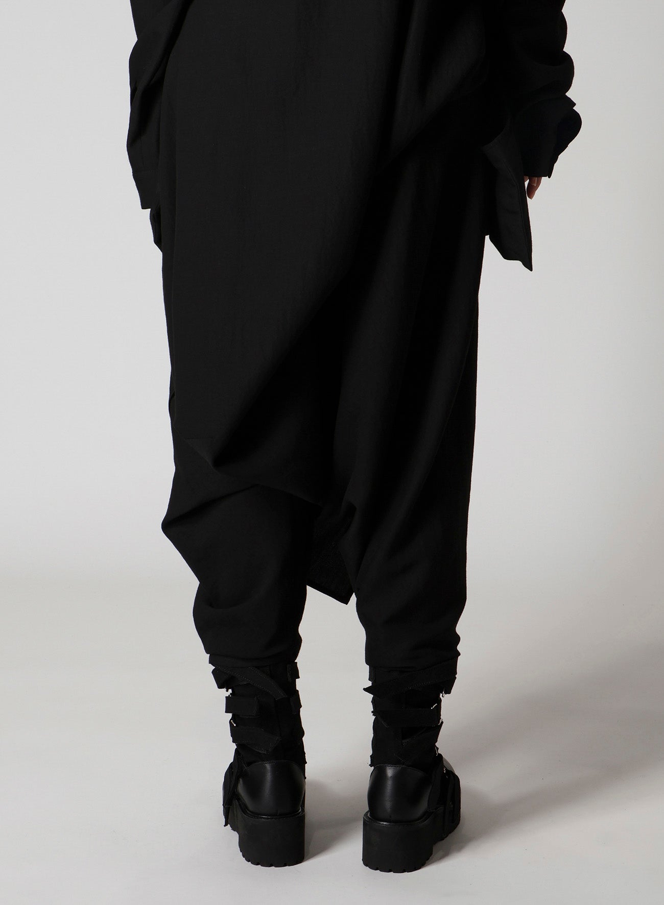 MILLED GABARDINE DRAPED OVERALL