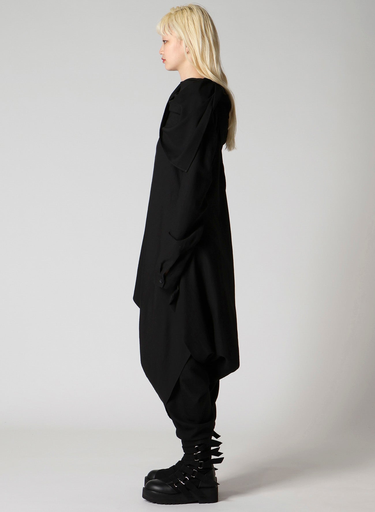 MILLED GABARDINE DRAPED OVERALL
