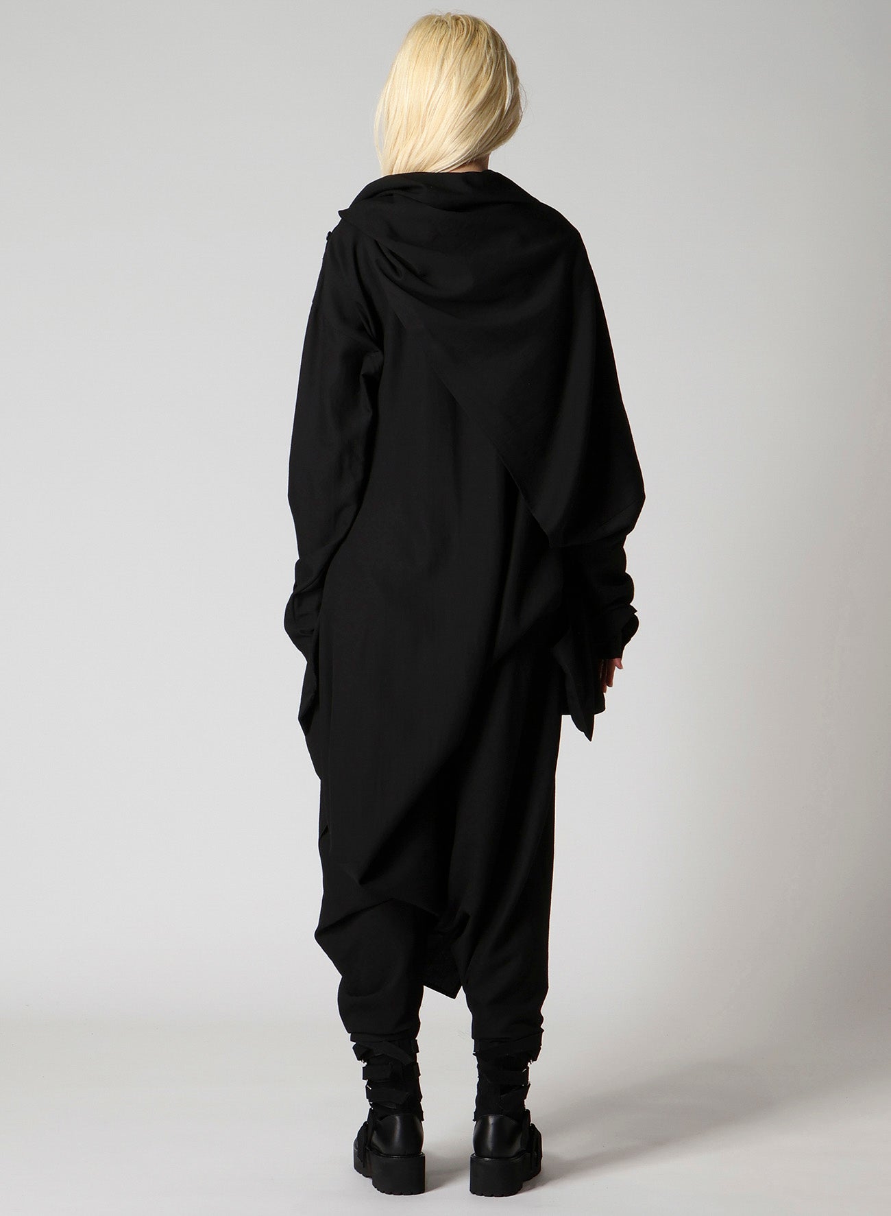 MILLED GABARDINE DRAPED OVERALL