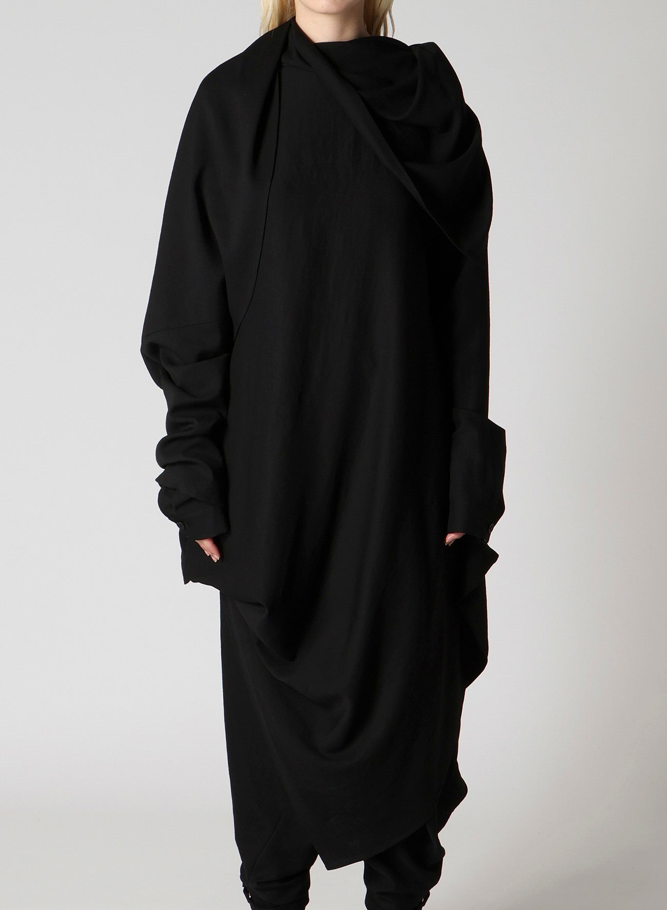 MILLED GABARDINE DRAPED OVERALL