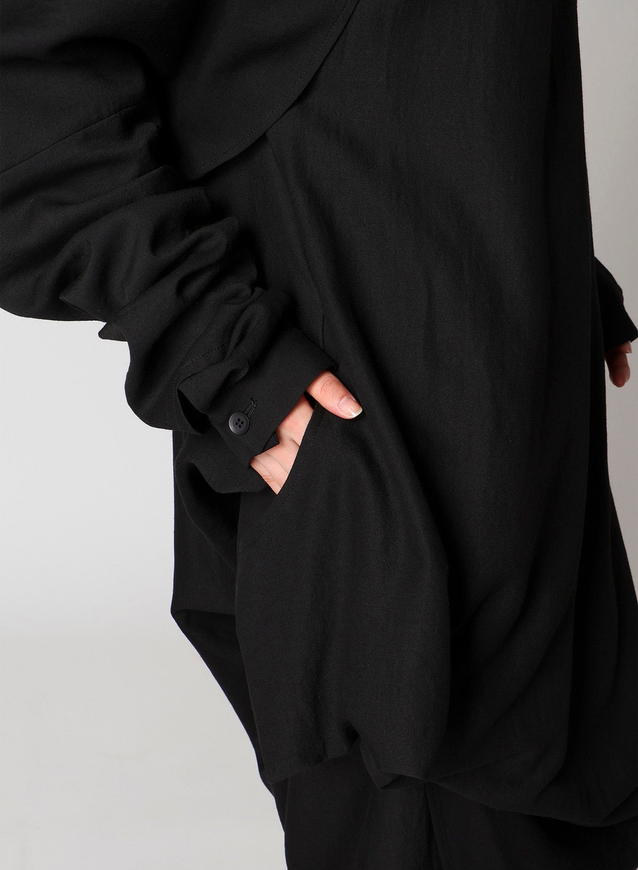 MILLED GABARDINE DRAPED OVERALL