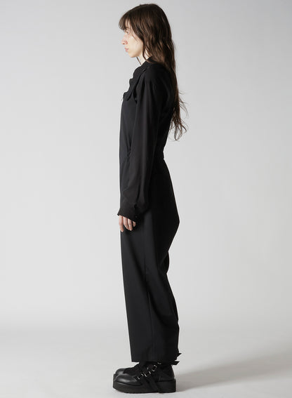 WOOL GABARDINE FRONT ZIP OVERALL