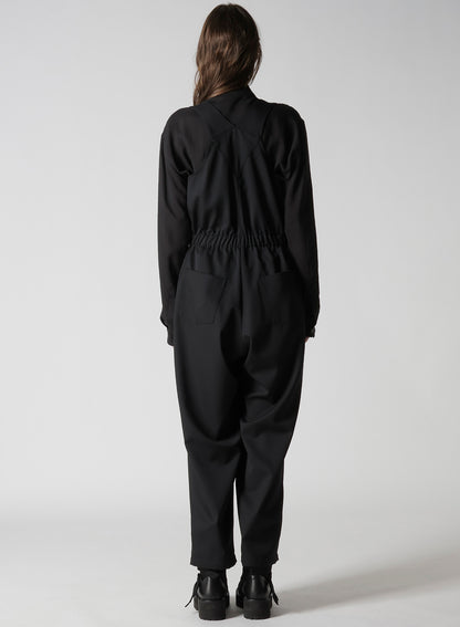 WOOL GABARDINE FRONT ZIP OVERALL