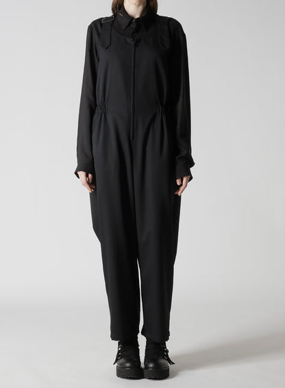 WOOL GABARDINE FRONT ZIP OVERALL