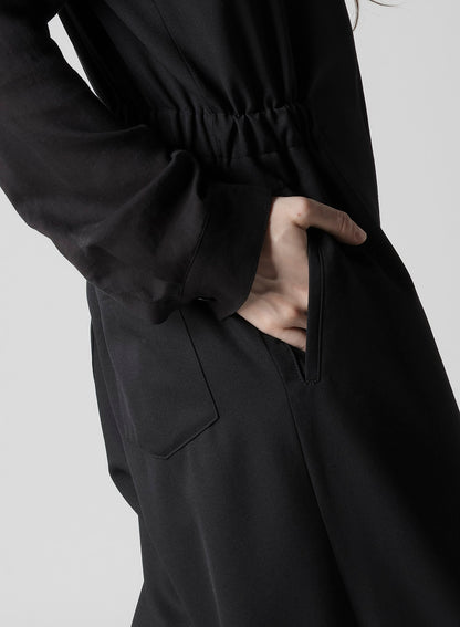 WOOL GABARDINE FRONT ZIP OVERALL