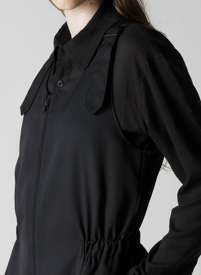 WOOL GABARDINE FRONT ZIP OVERALL