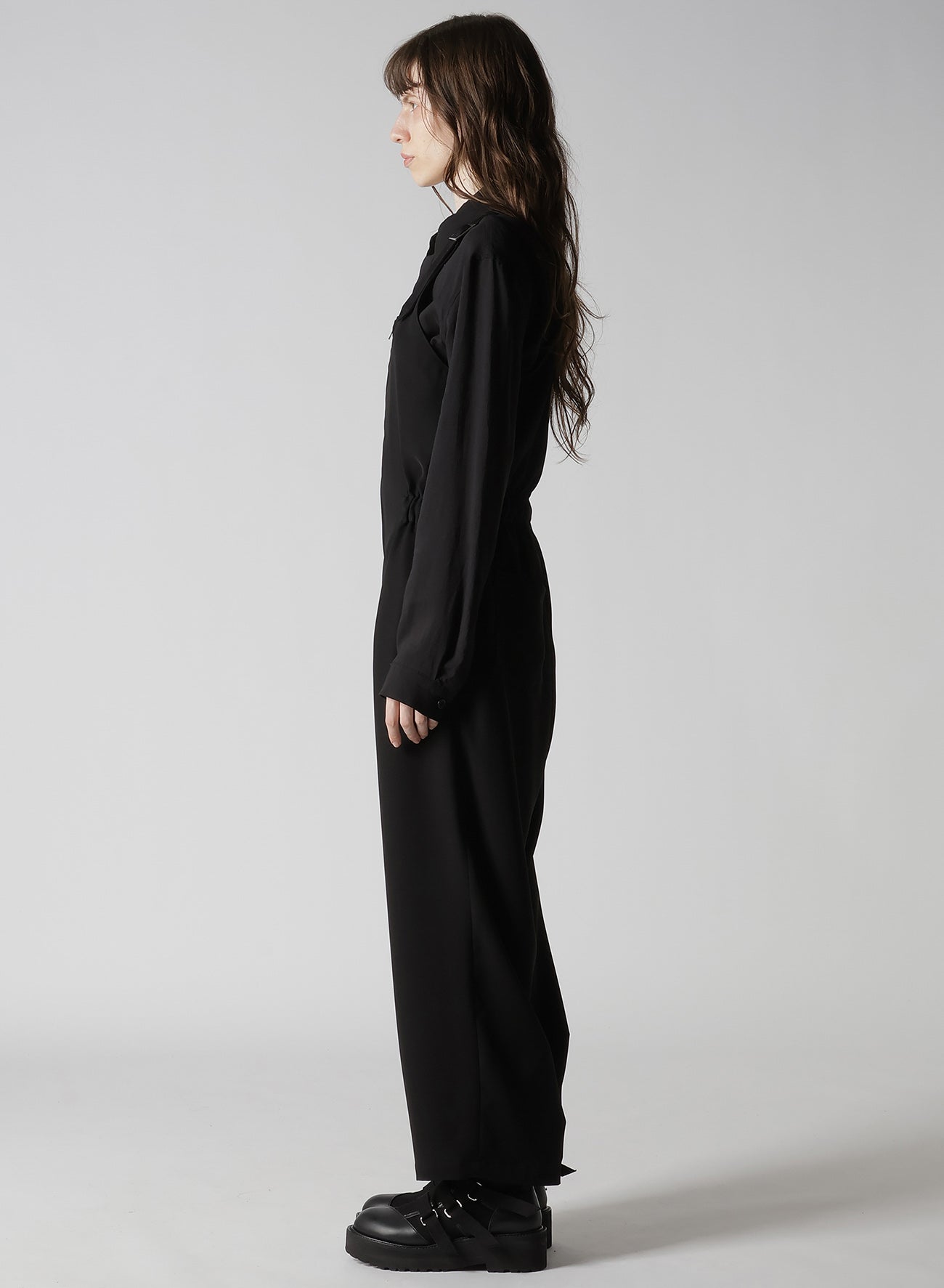 DOUBLE SATIN FRONT ZIP OVERALL