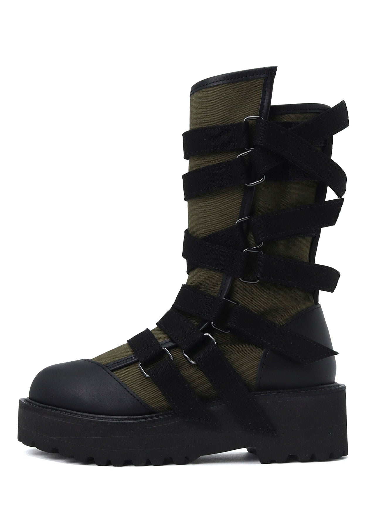 CANVAS + CHROME SPIRAL NECK BOOTS