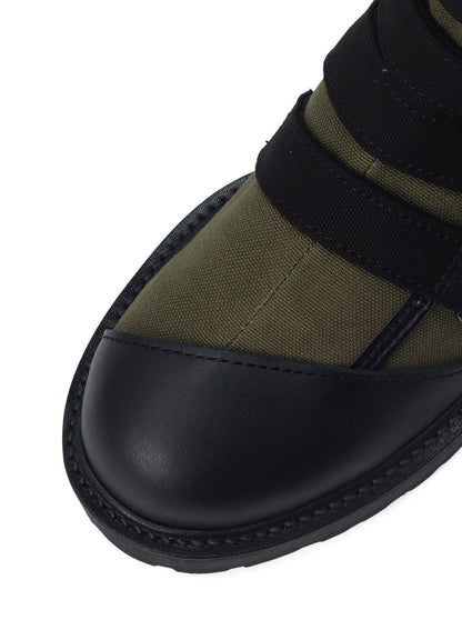 CANVAS + CHROME SPIRAL NECK BOOTS